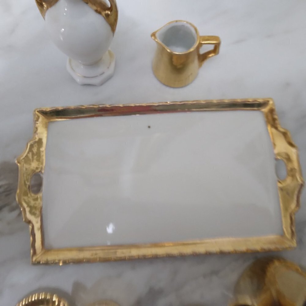Vintage J. L. Menau Miniature Porcelain Coffee Set Doll House Collectible - Picture 7 of 11
